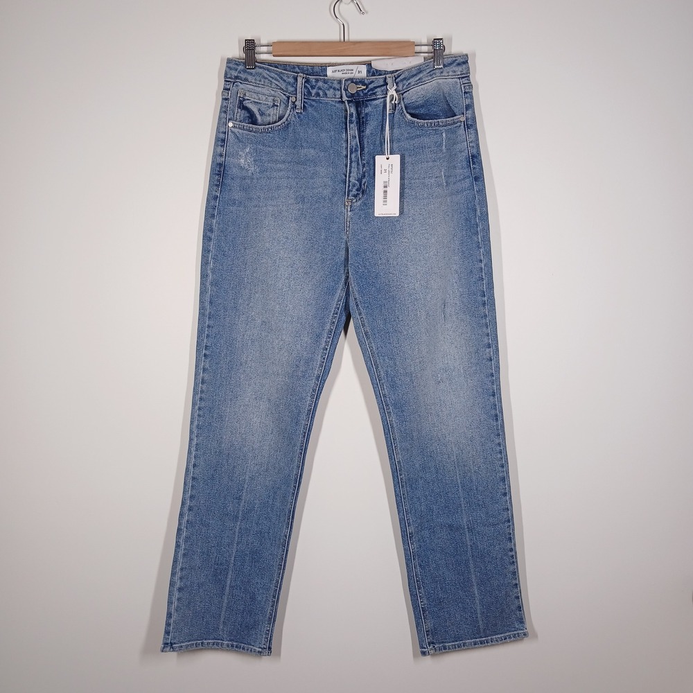 NWT Just Black Denim Jeans Womens 31 Light Blue Straight Leg 90s Classic Denim